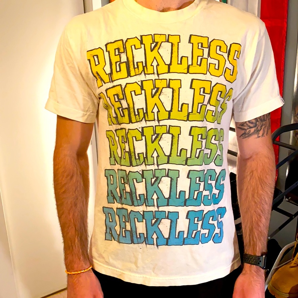 Young and Reckless white graphic tee, Men’s size M